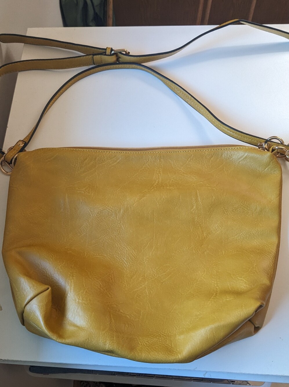 Jen & Co Mustard Yellow Crossbody Purse Vegan Leather Bag